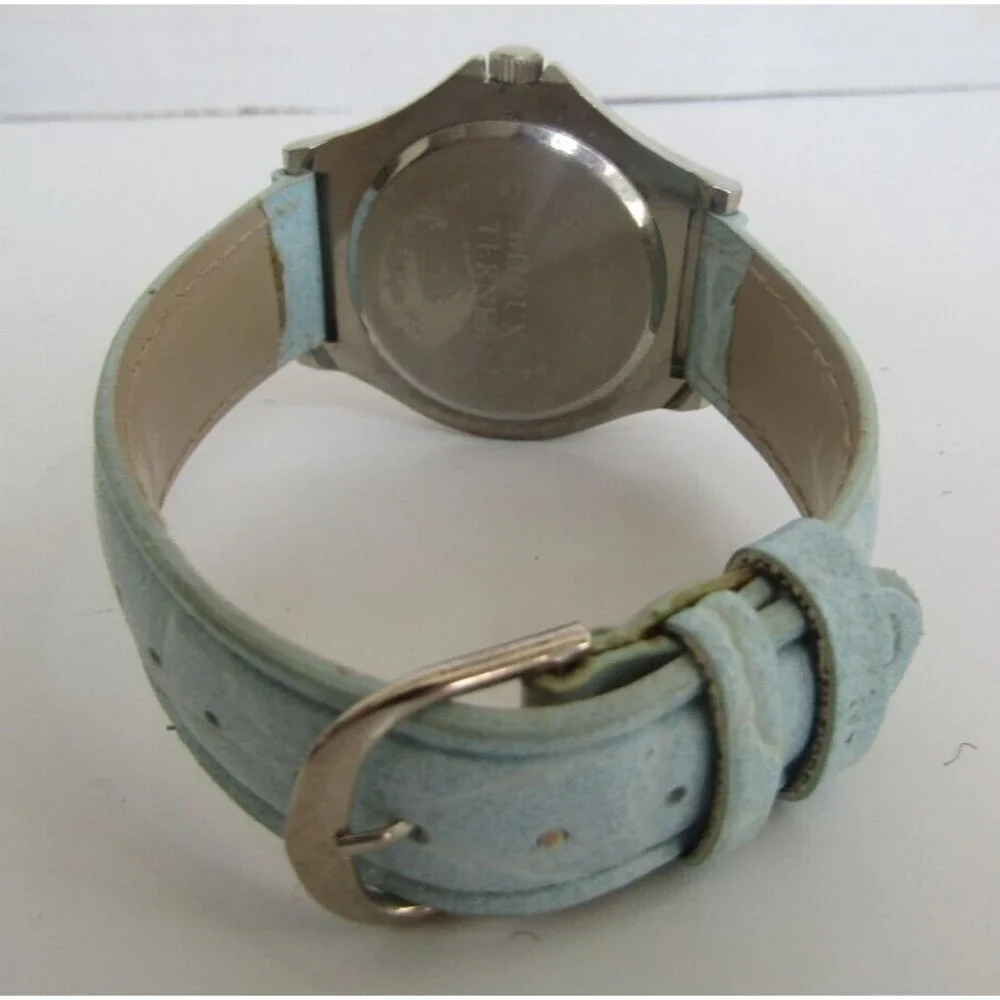 Bijoux Terner Watch Vintage Blue Leather Band Quartz Japan Movement Stainless